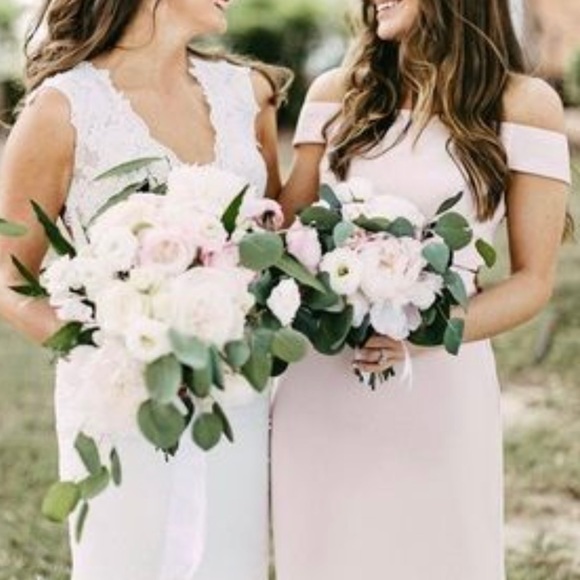 NWT Dessy Collection Larkspur 2987 Suede Rose Off the Shoulder Cross Dre… - Picture 3 of 11